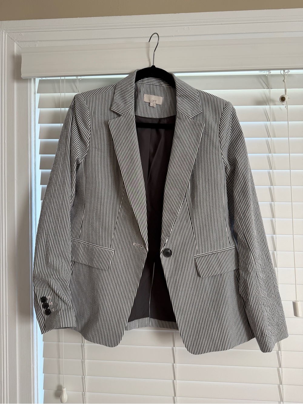 LOFT Black & White Pinstripe Blazer